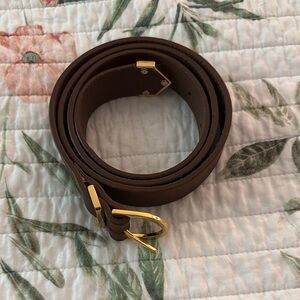 Able Dark Brown Leather Belt with Gold Hardware